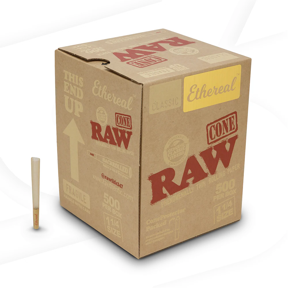 RAW Ethereal 1 1/4 Cones | Bulk Box | 500 Cones